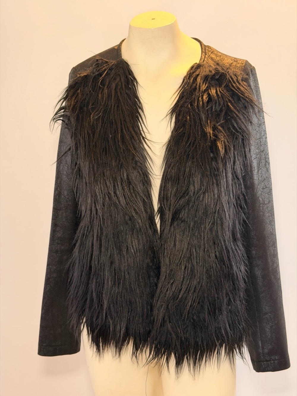 project RUNWAY Black Faux Fur Trim Teddy Jacket